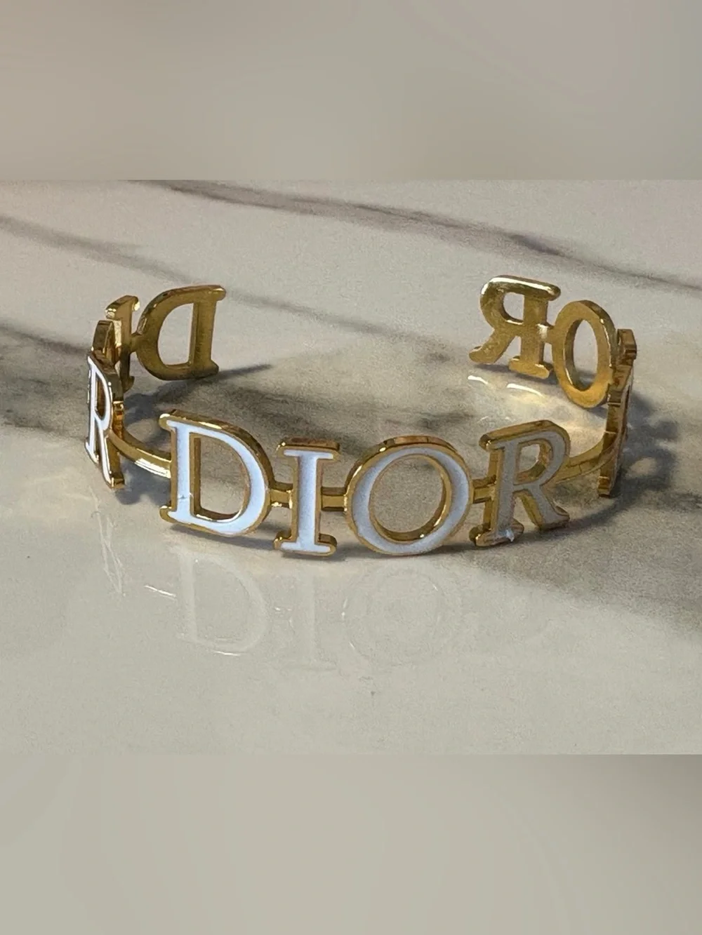 Dior Gold & White Logo Bracelet